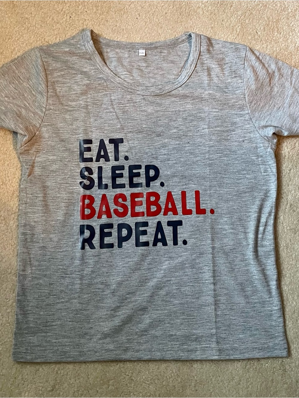Kids "Eat. Sleep. Baseball. Repeat." Short Sleeve Tee - Gray